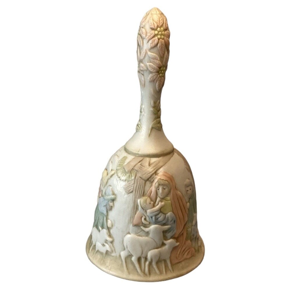 Lefton 8" NATIVITY Christmas Bell Hand Painted 1982 Christopher Collection